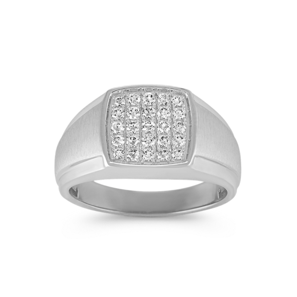 Beacon 14K White Gold & Pave Signet Ring (12mm)