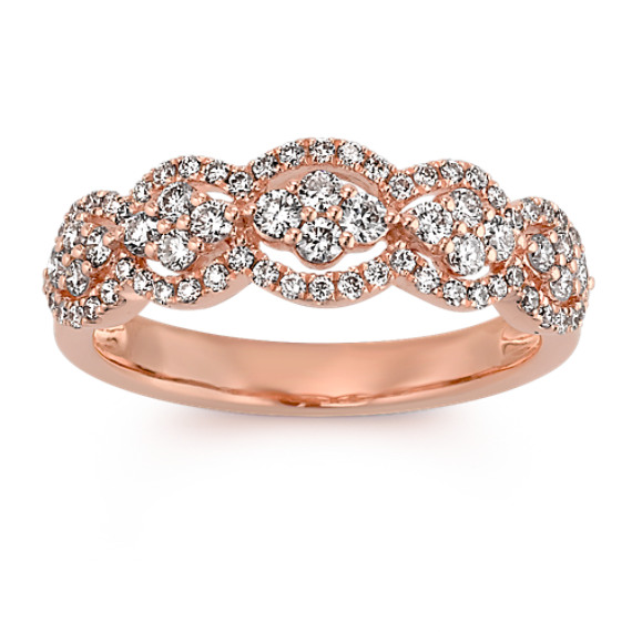 Round Diamond Ring in 14k Rose Gold with Pave-Setting