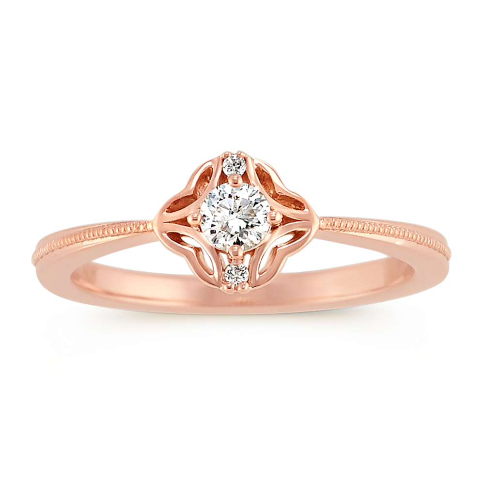Round Diamond Ring in 14k Rose Gold