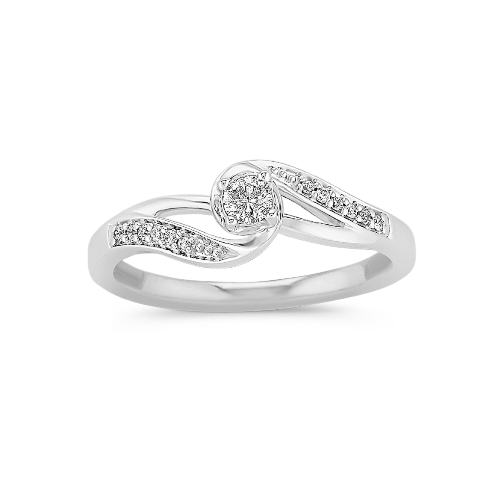 Round Natural Diamond Ring in Sterling Silver