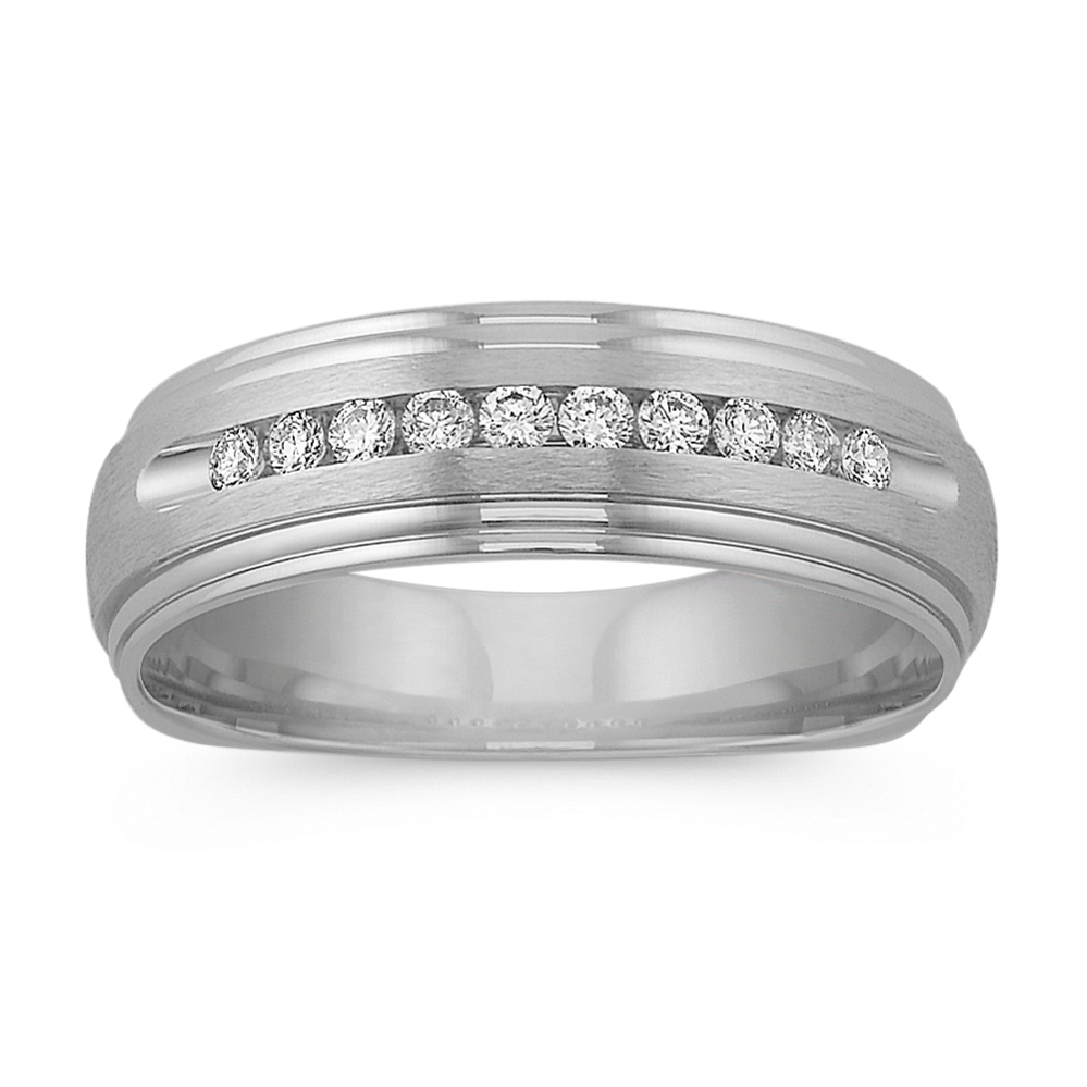 Round Diamond Ring with Channel-Setting and Satin Finish (6.5mm)