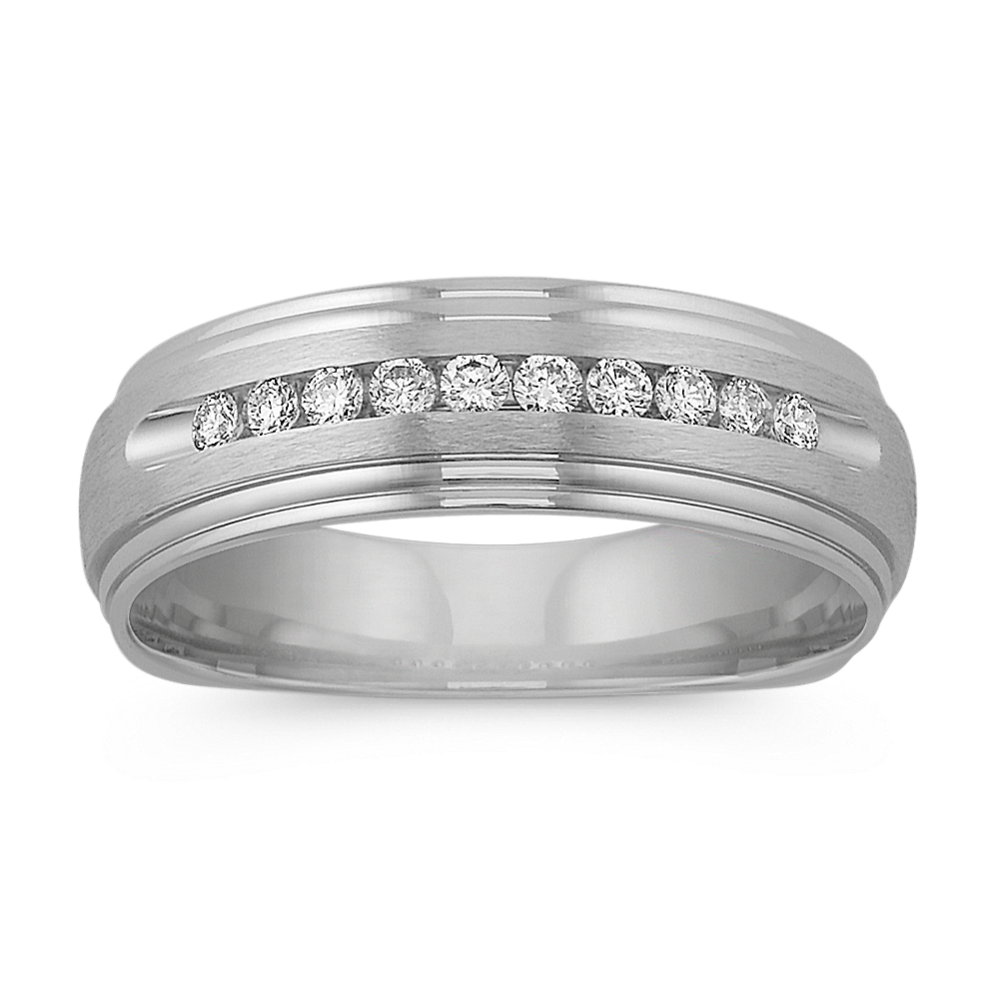 Round Diamond Ring with Channel-Setting and Satin Finish (6.5mm ...