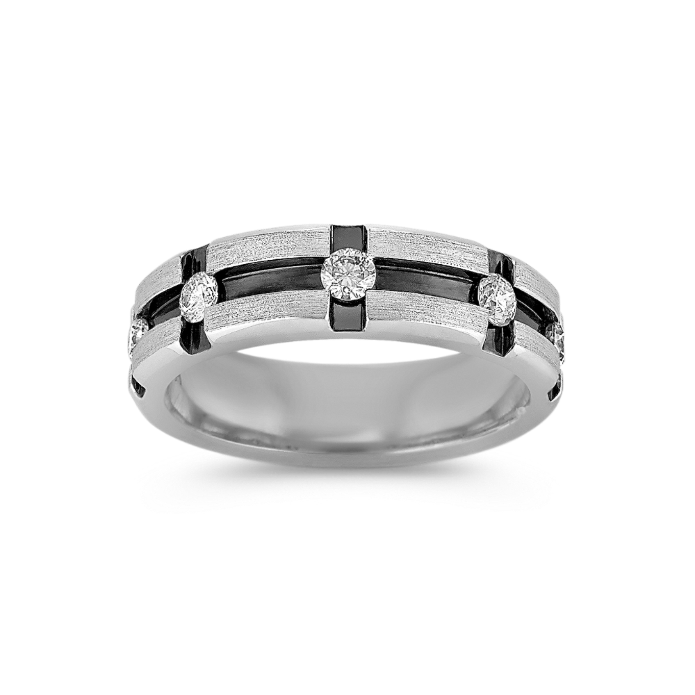 Round Natural Diamond Ring with Channel-Setting