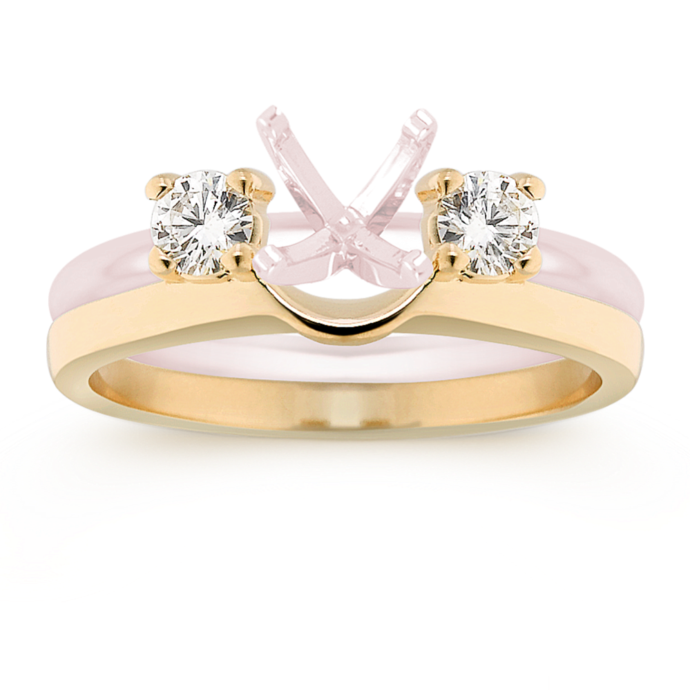 Round Diamond Solitaire Engagement Ring Wrap in Yellow Gold