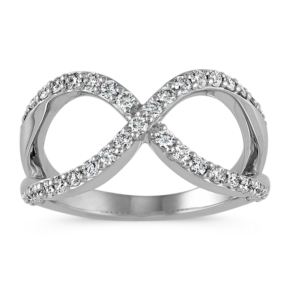 Round Diamond Sterling Silver Crossover Ring