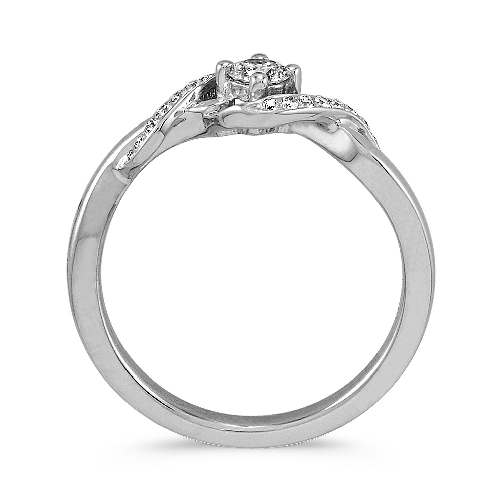 Round Diamond Sterling Silver Swirl Ring | Shane Co.