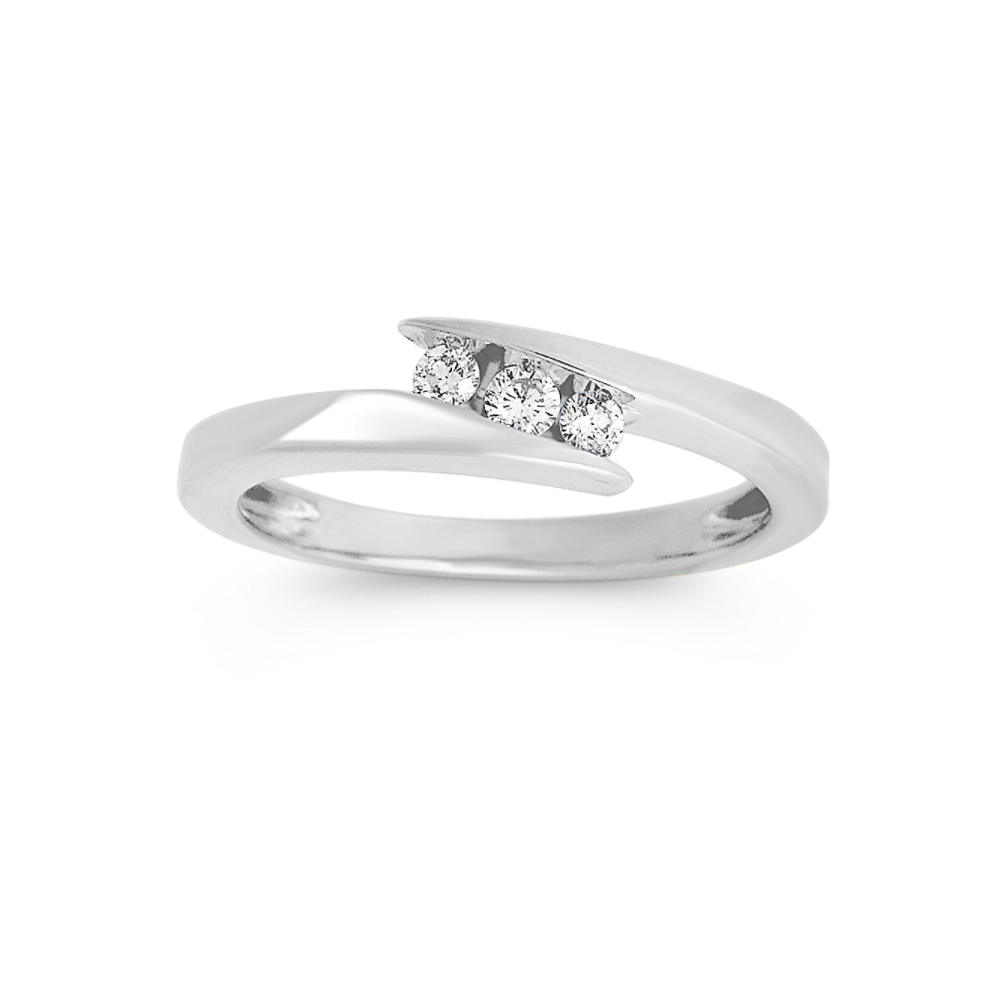 Round Natural Diamond Three Stone Ring