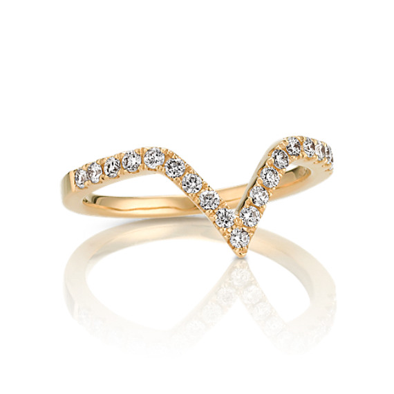 Round Diamond V-Shaped Ring in 14k Yellow Gold | Shane Co.