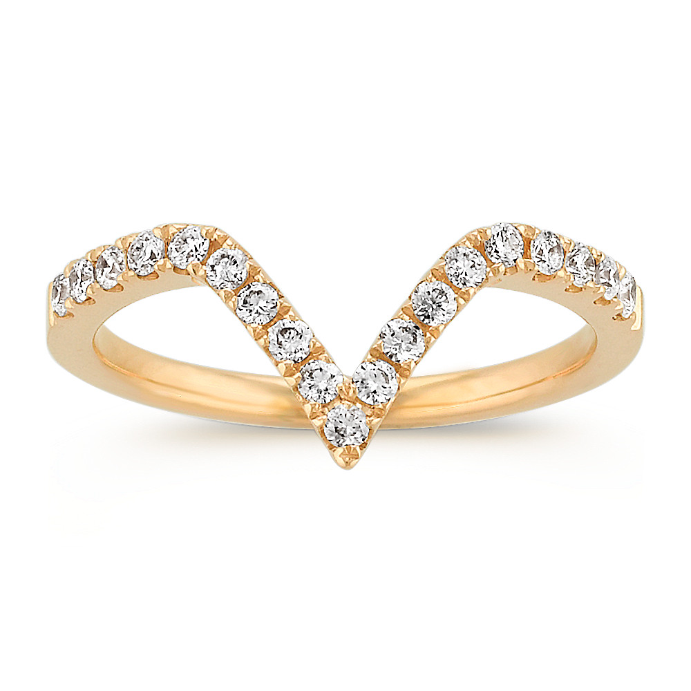 Round Diamond V Shaped Ring In 14k Yellow Gold Shane Co