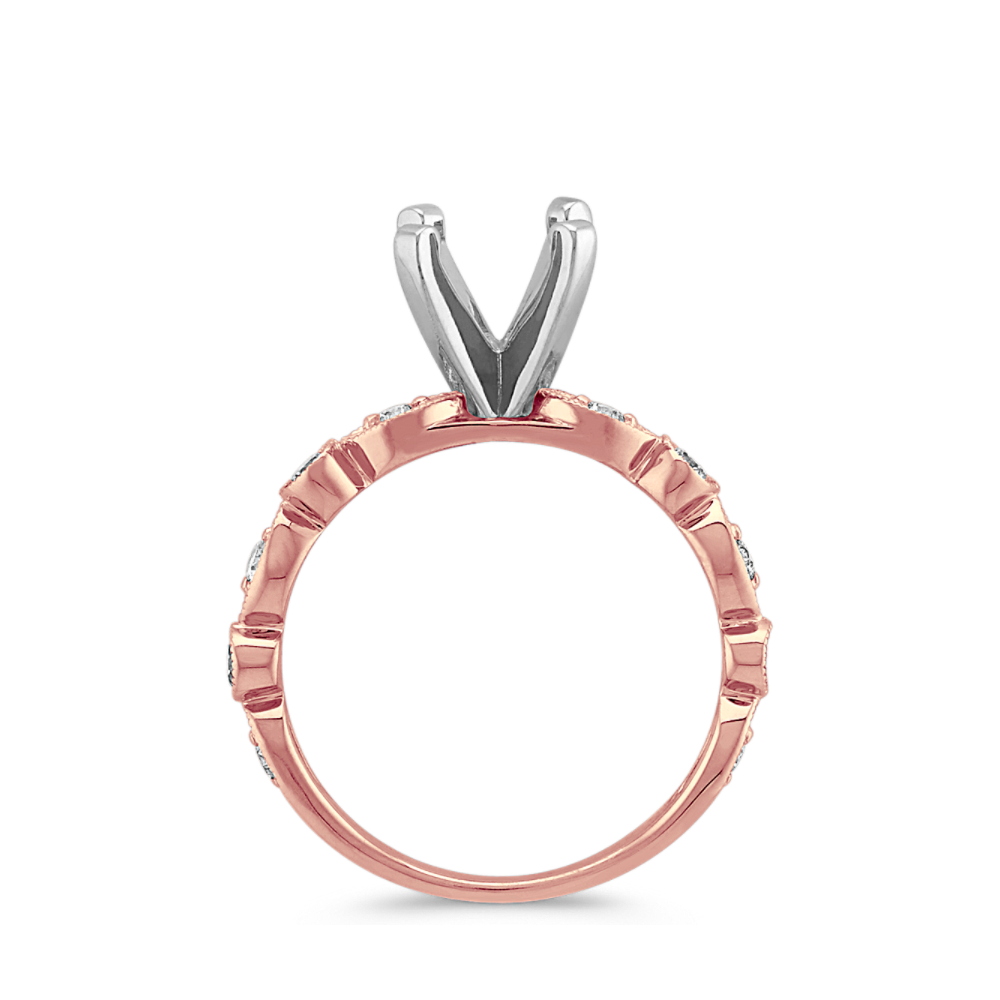 Round Natural Diamond Vintage Engagement Ring in 14k Rose Gold Shane Co.