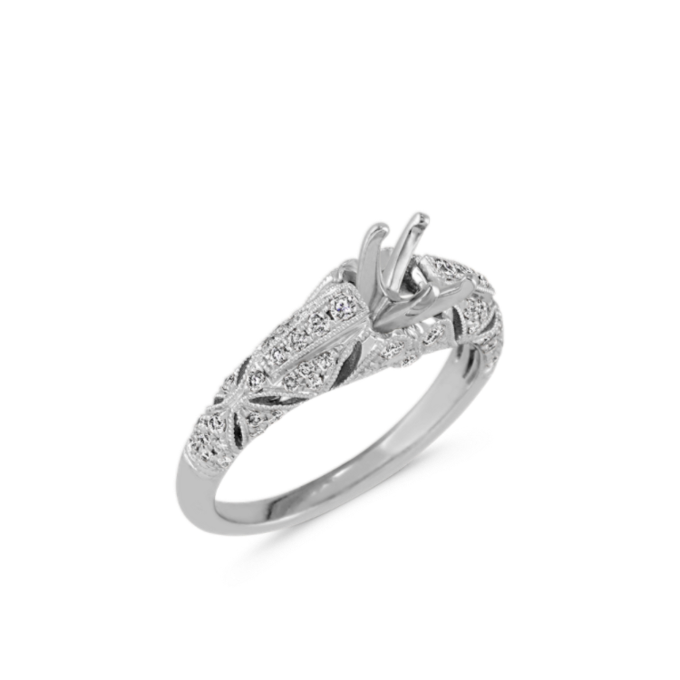 Round Natural Diamond Vintage Engagement Ring in Platinum