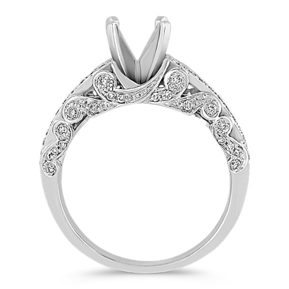 Round Diamond Vintage Engagement Ring With Pave Setting Shane Co