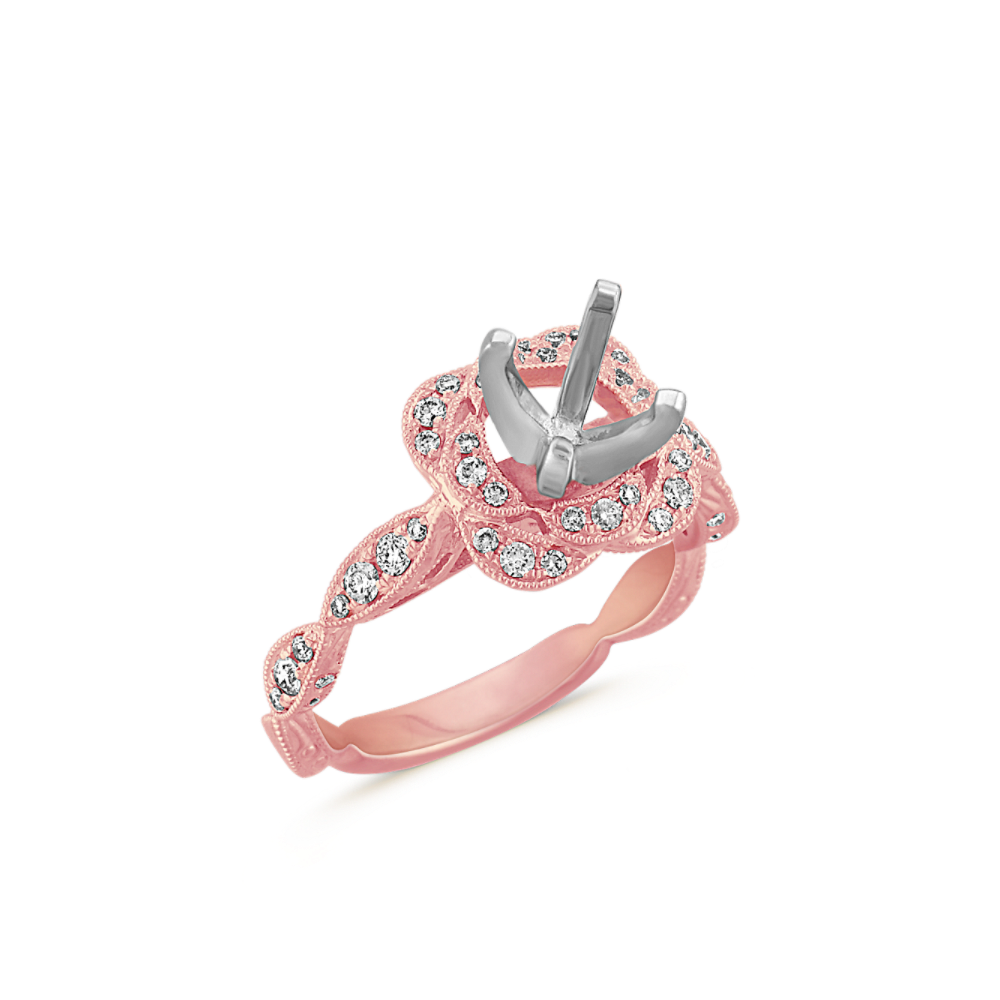 Round Diamond Vintage Halo Engagement Ring in 14k Rose Gold Shane Co.