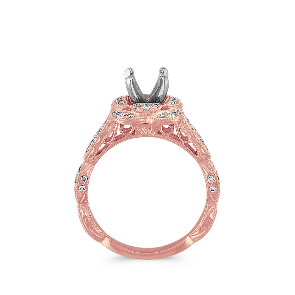 Round Diamond Vintage Halo Engagement Ring in 14k Rose Gold Shane Co.