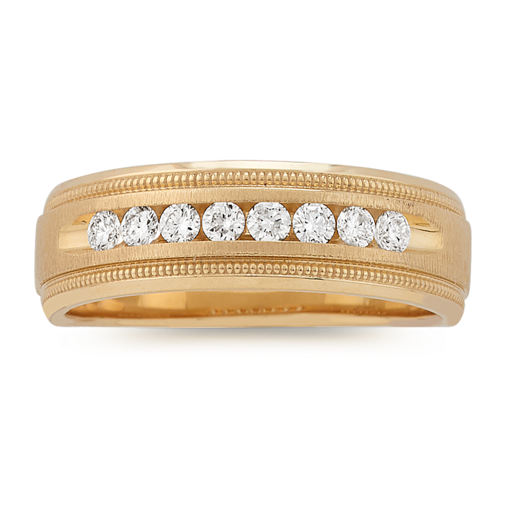 Round Diamond Vintage Mens Band in 14k Yellow Gold (7mm)