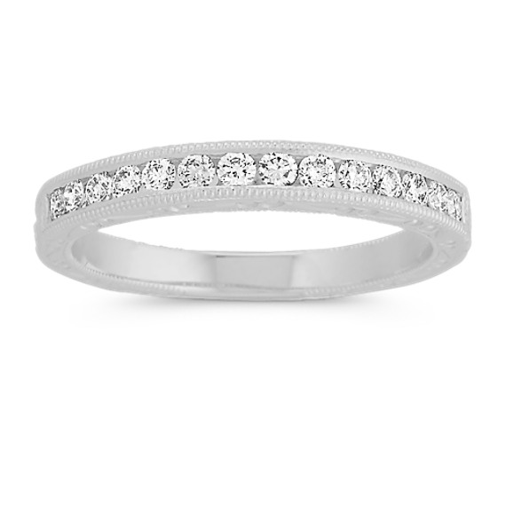 Round Diamond Wedding Band with Channel-Setting