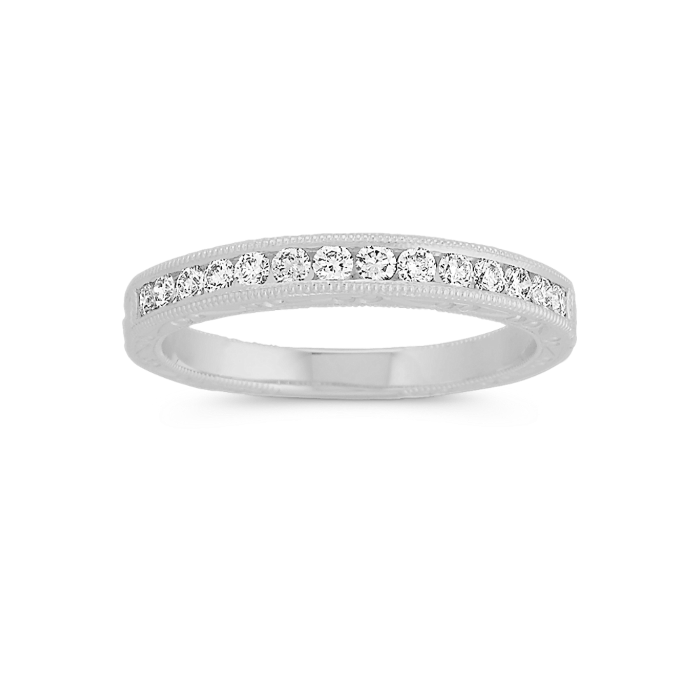 Round Natural Diamond Wedding Band with Channel-Setting