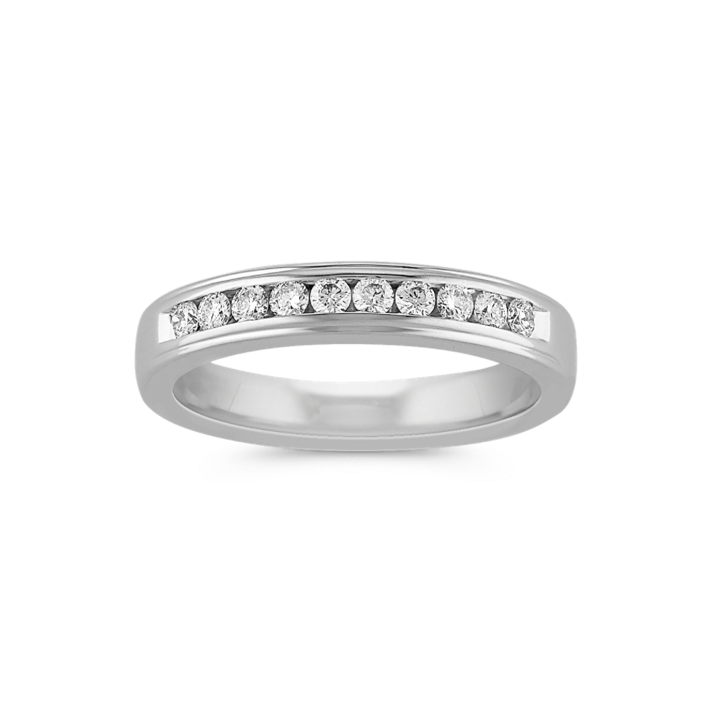 Round Natural Diamond Wedding Band with Channel-Setting