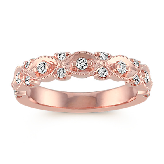 Round Diamond And Milgrain Wedding Band In 14k Rose Gold Shane Co Round Diamond And Milgrain Wedding Band In 14k Rose Gold