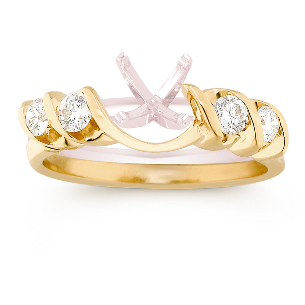 Round Diamond and Swirl Solitaire Engagement Ring Enhancer