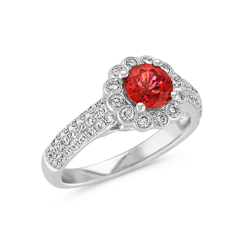 Round Fire Sapphire and Diamond Floral Ring | Shane Co.