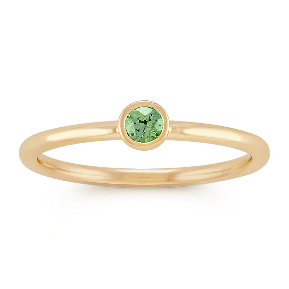 Round Green Sapphire Stackable Ring in 14k Yellow Gold