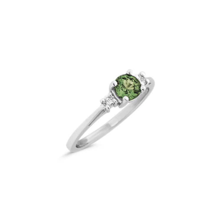 Rynn Green Natural Sapphire and Natural Diamond Ring in 14K White Gold