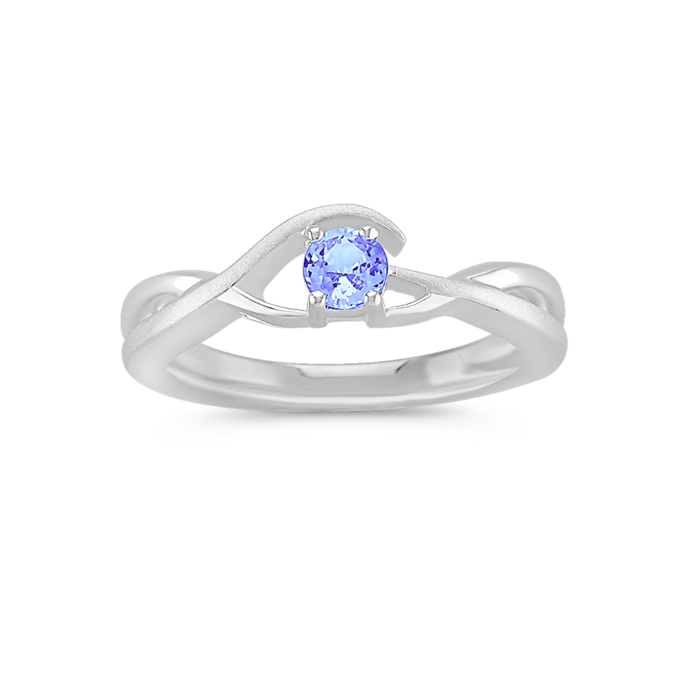 Round Ice Blue Natural Sapphire Ring in Sterling Silver