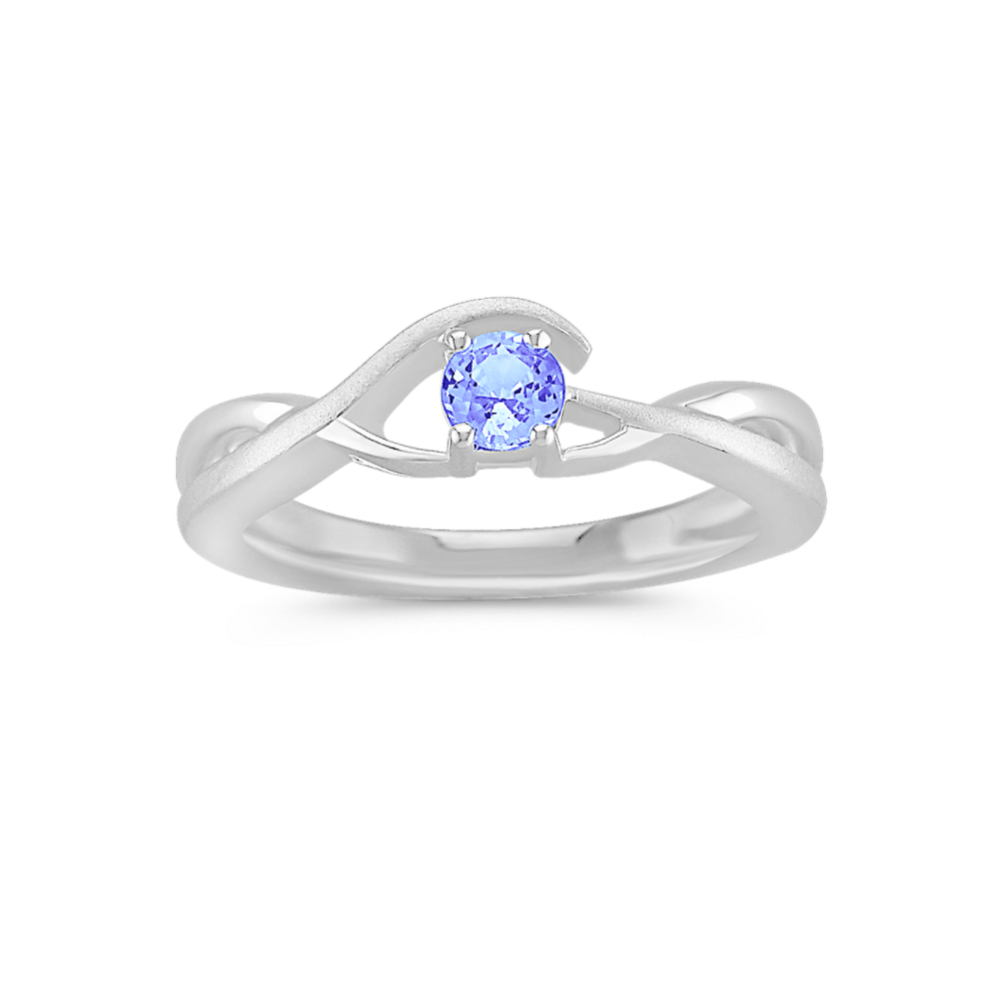 Round Ice Blue Sapphire Ring in Sterling Silver