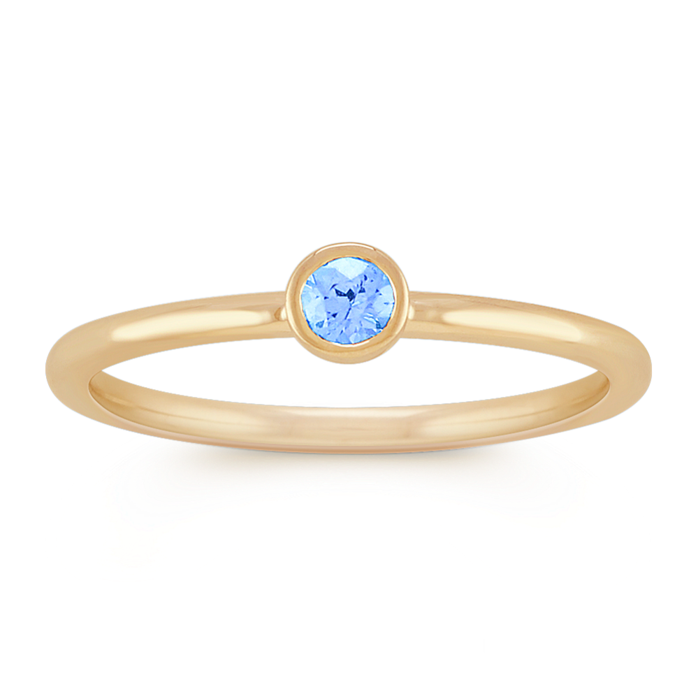 Round Ice Blue Sapphire Stackable Ring in 14k Yellow Gold