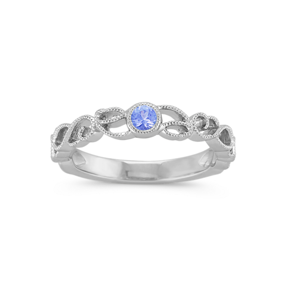 Lake Ice Blue Sapphire Stackable Ring in Sterling Silver