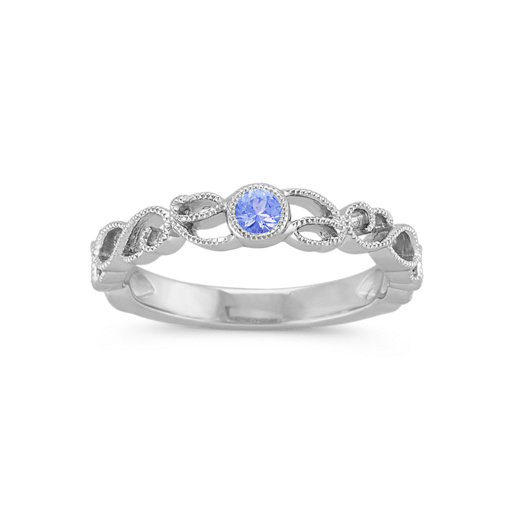Lake Ice Blue Natural Sapphire Stackable Ring in Sterling Silver