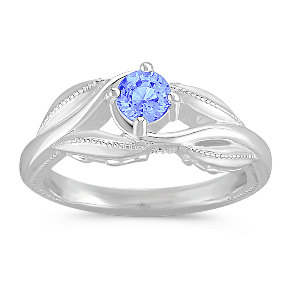 Round Ice Blue Sapphire in Sterling Silver Ring