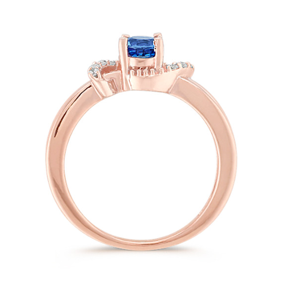 Round Kentucky Blue Sapphire and Diamond Ring in Rose Gold | Shane Co.