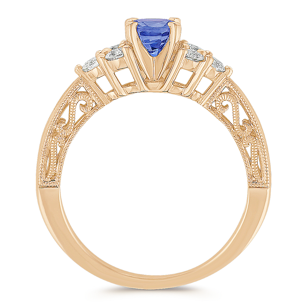 Round Kentucky Blue Sapphire and Diamond Ring | Shane Co.