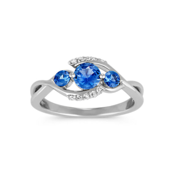 Rhea Kentucky Blue Sapphire and Diamond Swirl Ring