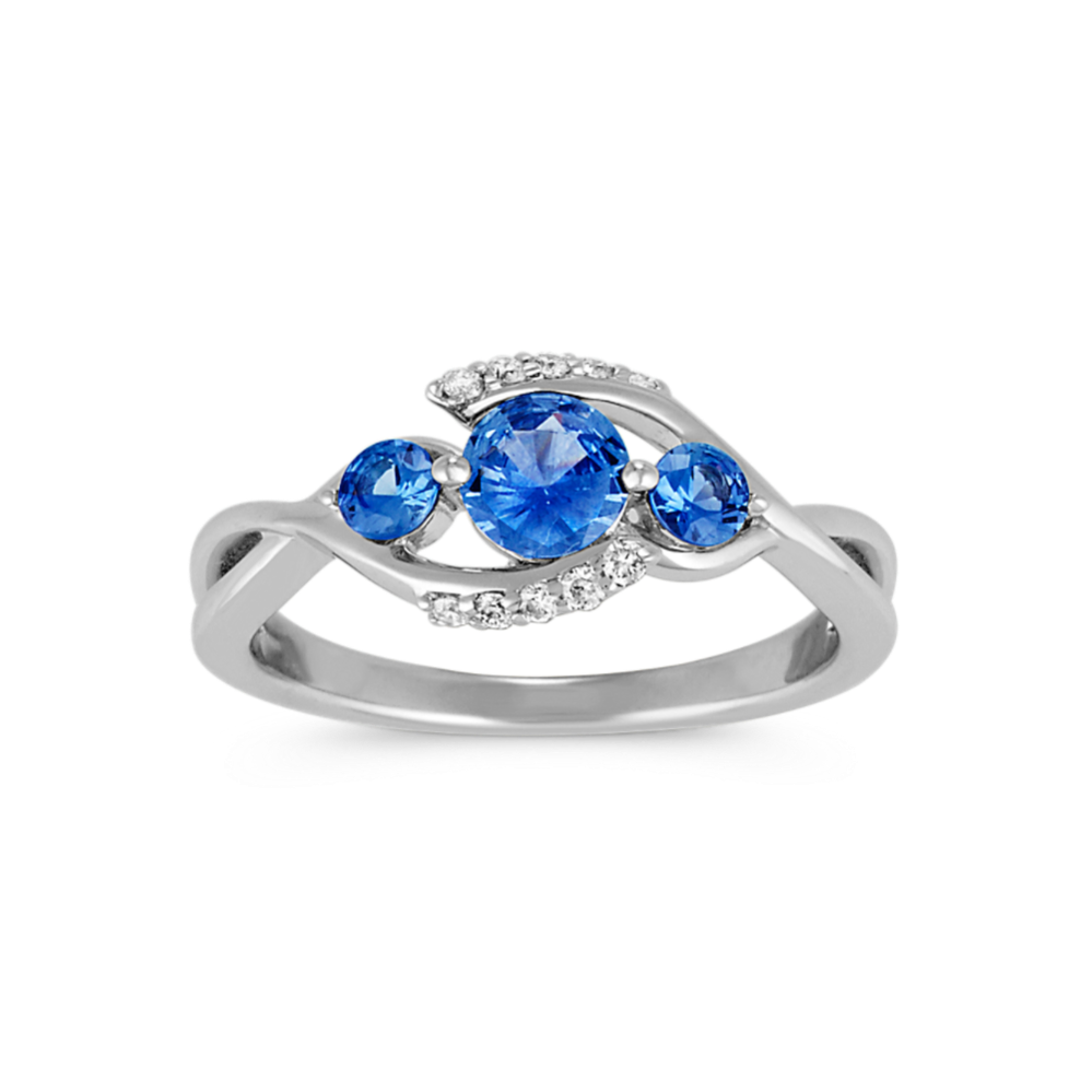 Rhea Kentucky Blue Sapphire and Diamond Swirl Ring