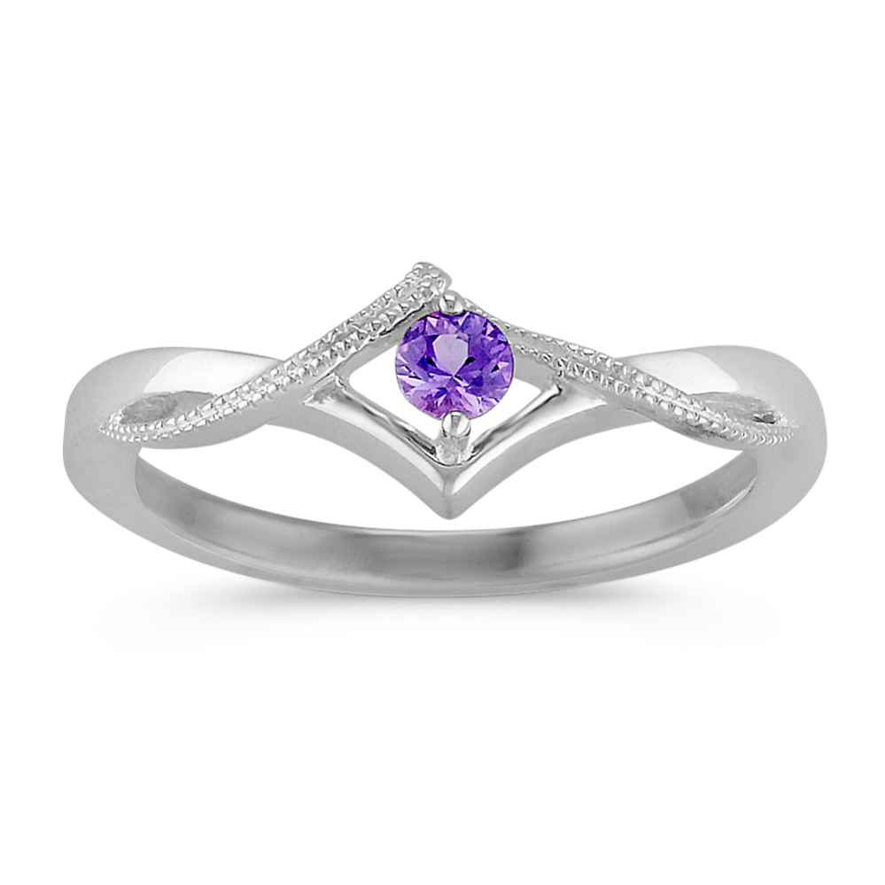 Round Lavender Sapphire Ring in Sterling Silver