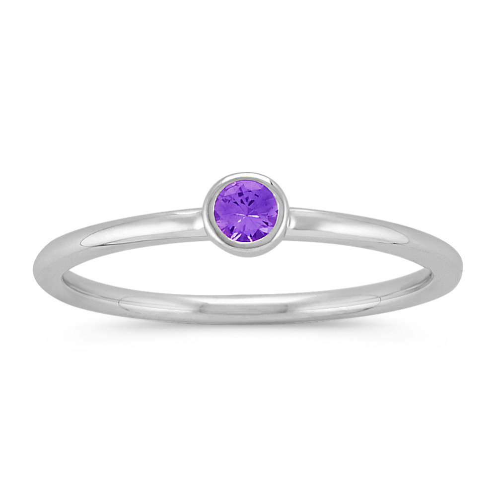 Round Lavender Sapphire Stackable Ring in 14k White Gold