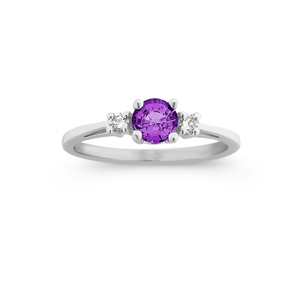 Rynn Lavender Natural Sapphire and Natural Diamond Ring in 14K White Gold