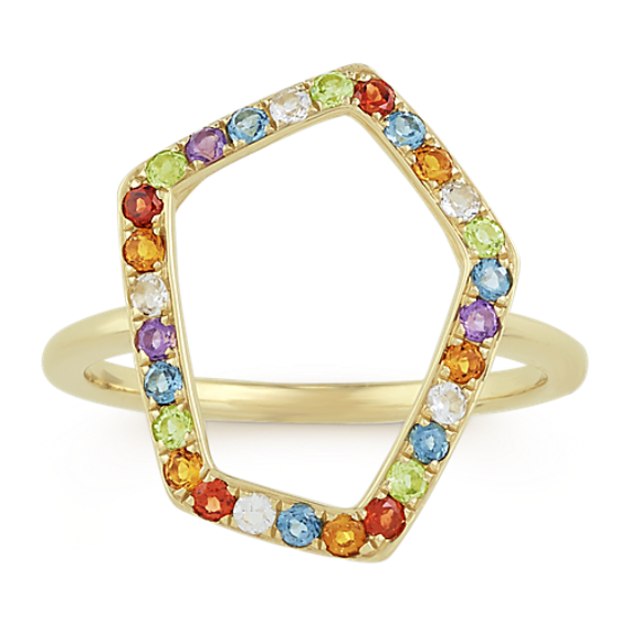 Round Multi-Colored Gemstone Geometric Ring | Shane Co.