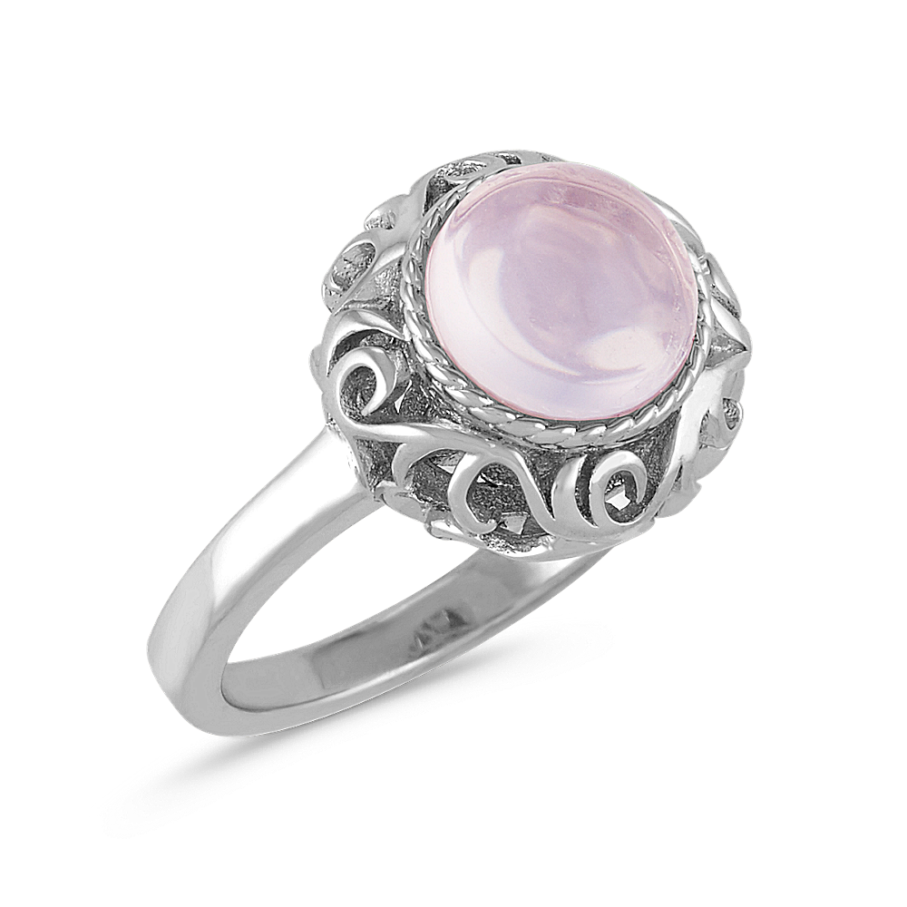 Round Pink Quartz Ring in Sterling Silver | Shane Co.