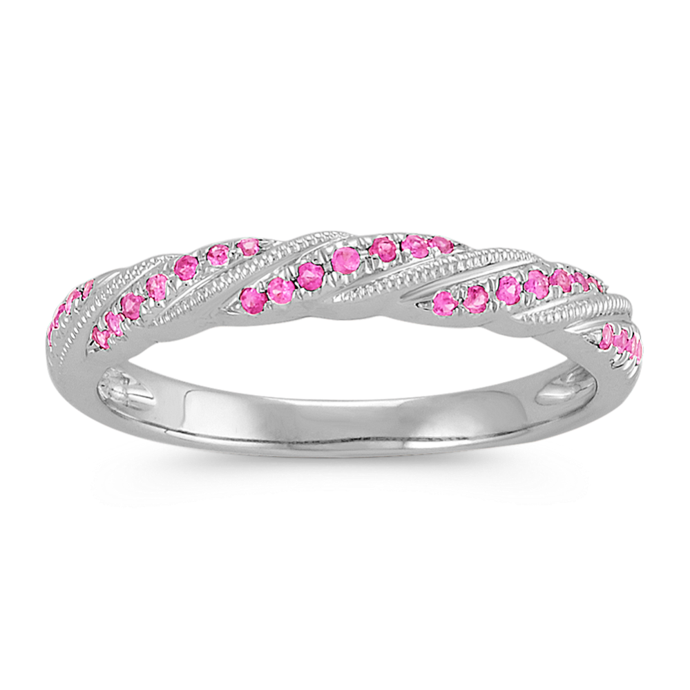 Round Pink Sapphire Stackable Ring