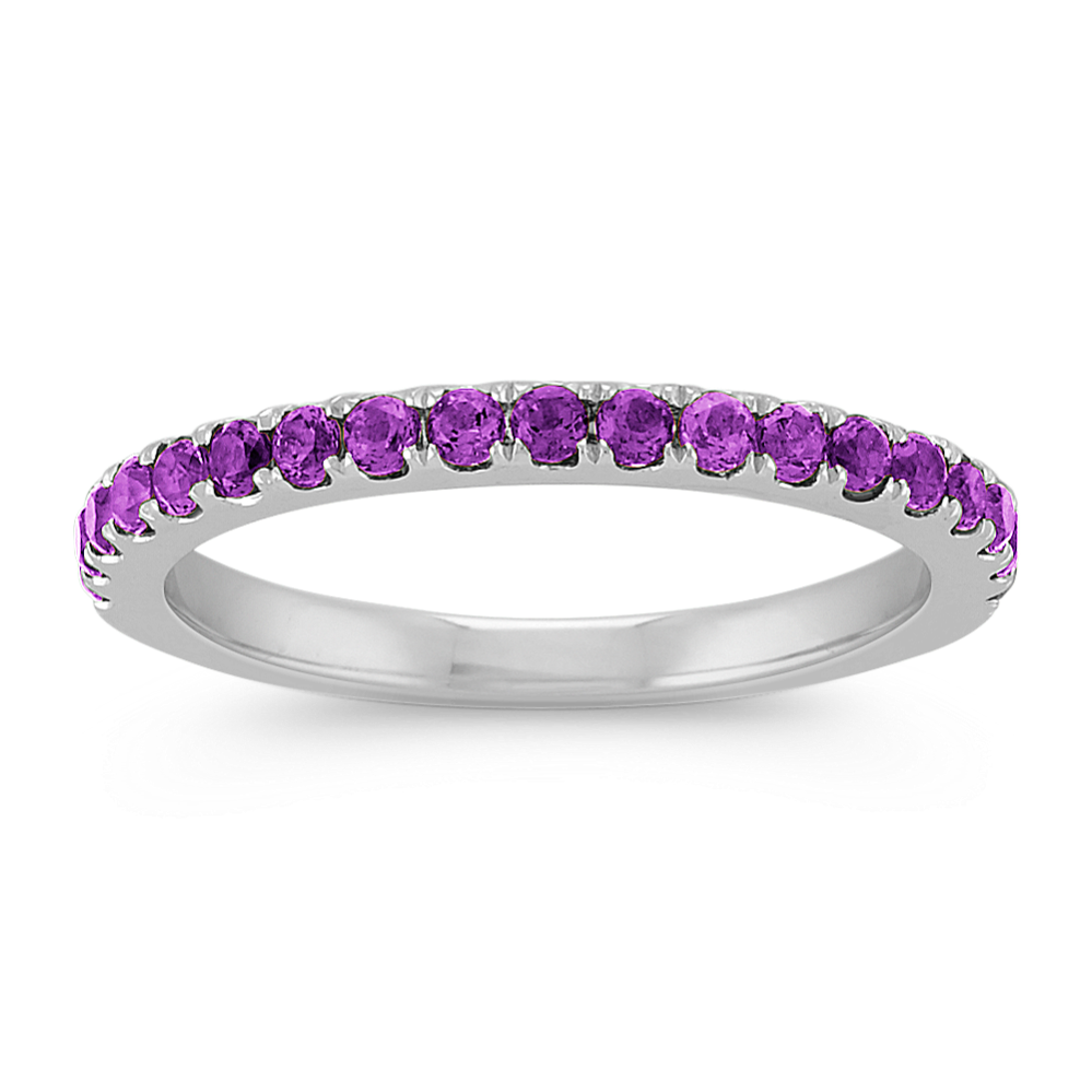Round Purple Amethyst Stackable Ring