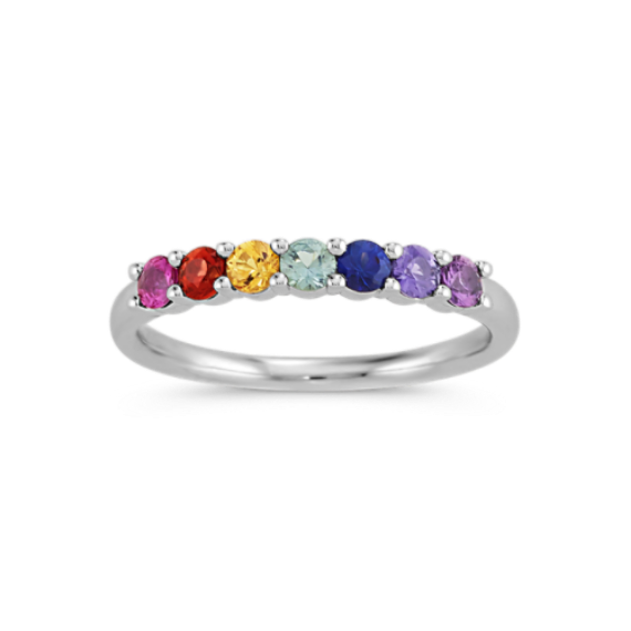 Prism Rainbow Sapphire Ring in 14k White Gold