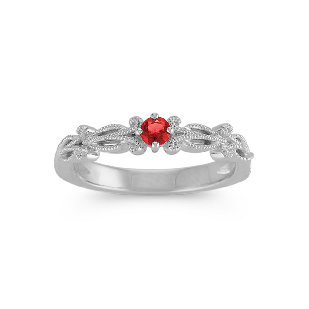 Leda Ruby Stackable Ring in Sterling Silver