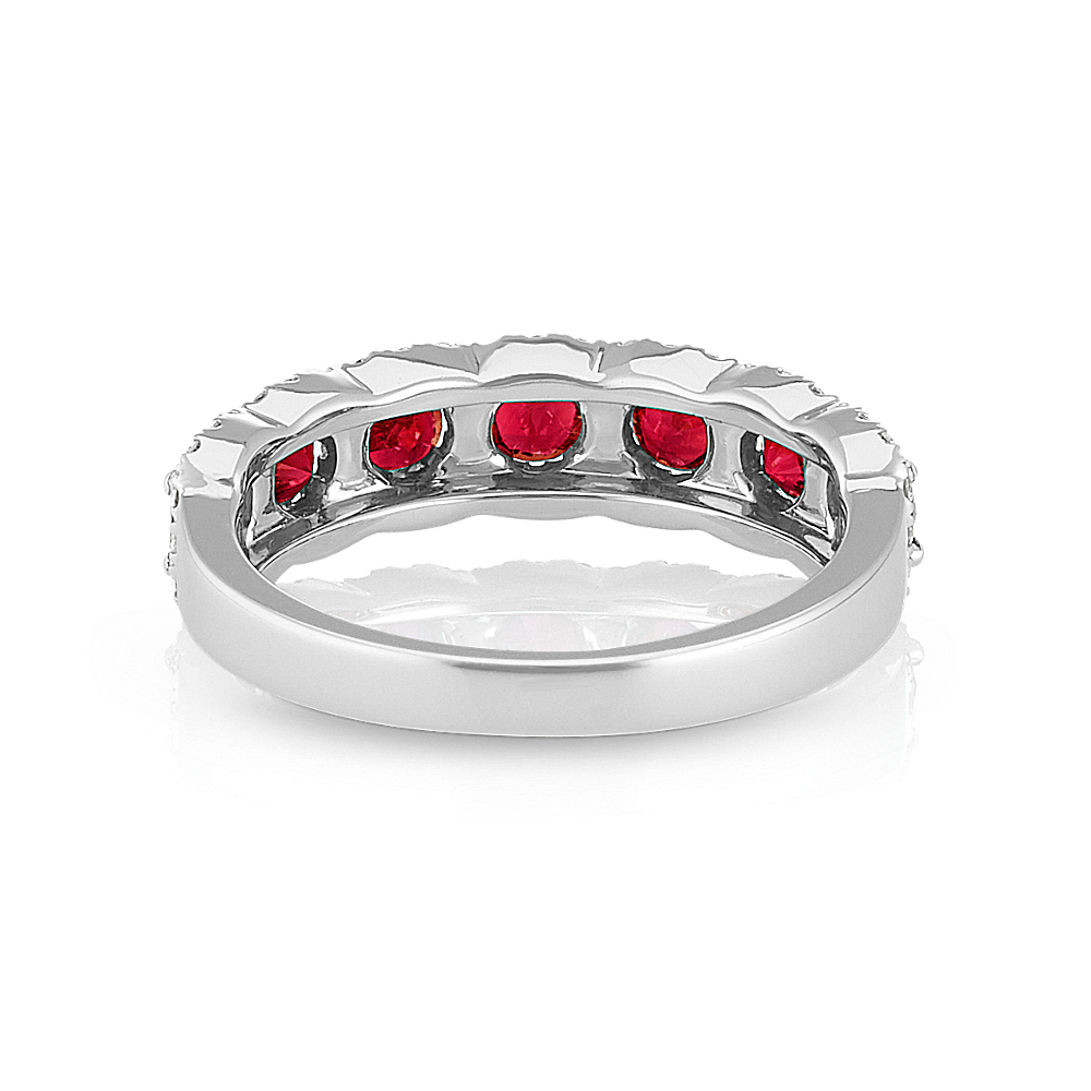 Lisbon Ruby and Diamond Ring in 14K White Gold