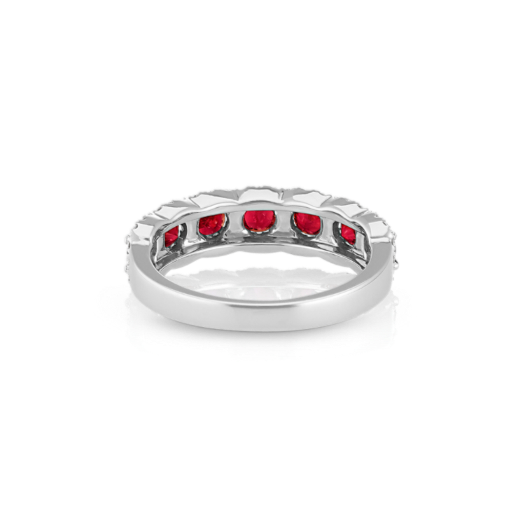 Lisbon Natural Ruby and Natural Diamond Ring in 14K White Gold