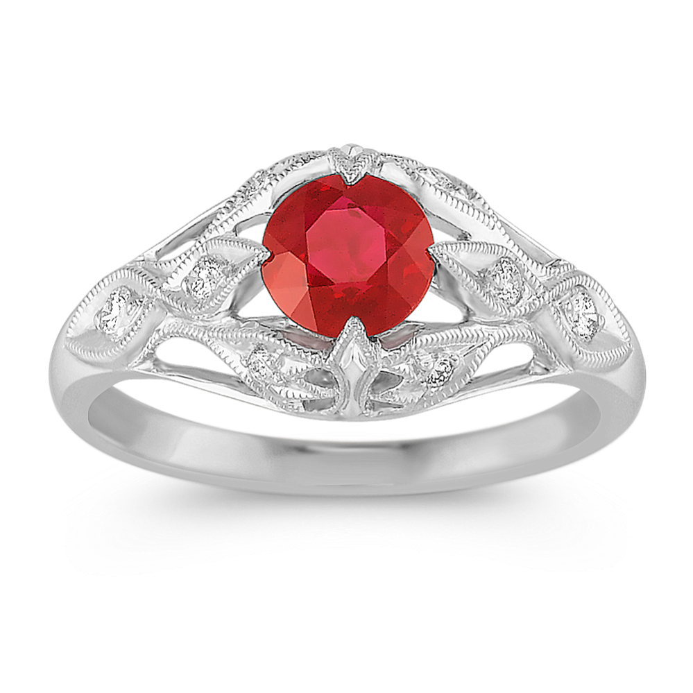 Round Ruby and Diamond Ring