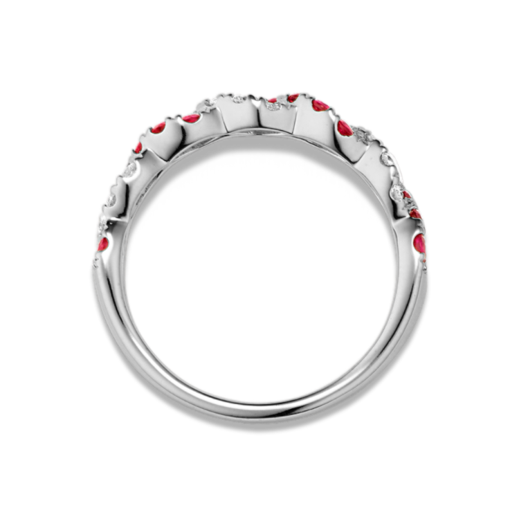 Parade Natural Ruby and Natural Diamond Swirl Ring in 14K White Gold